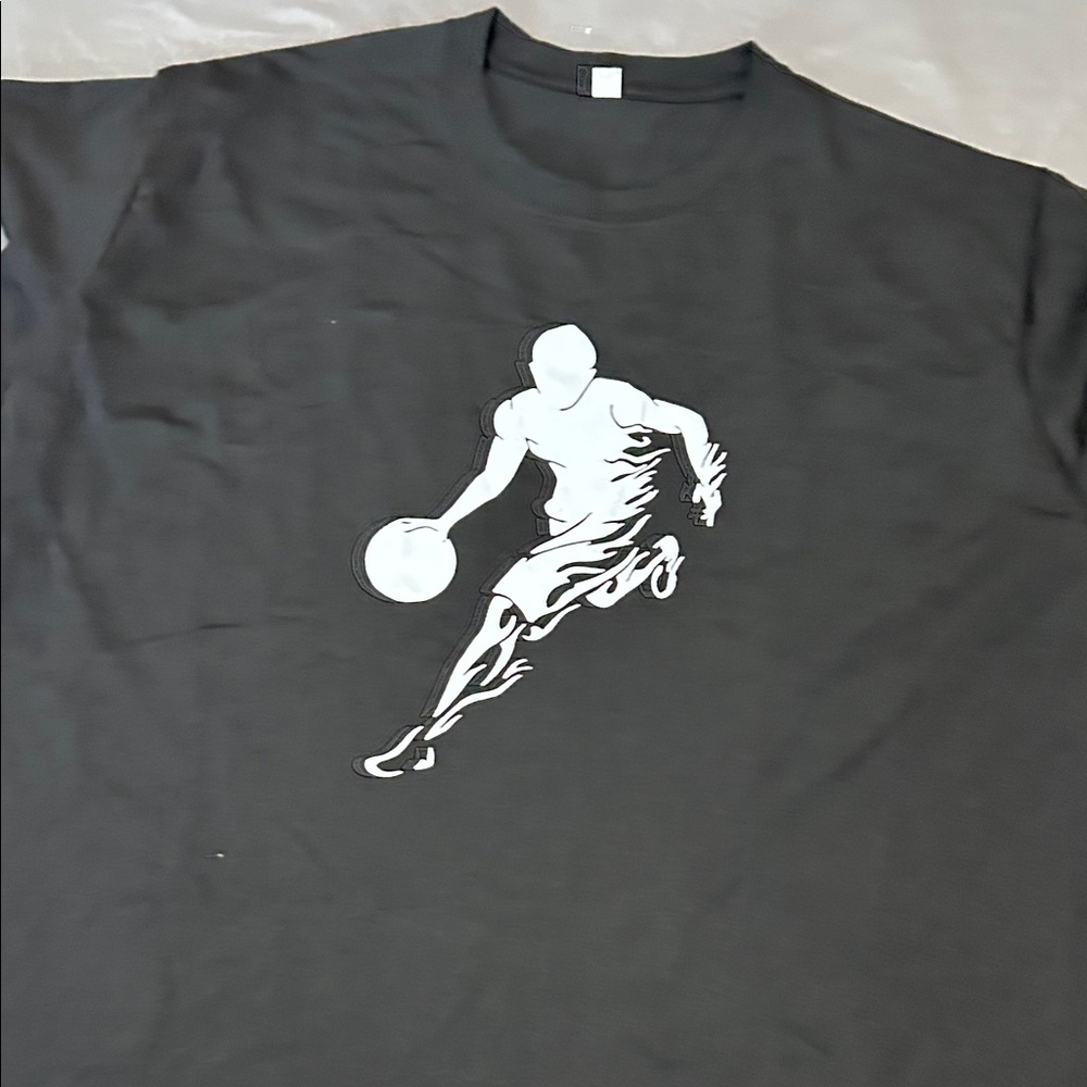 White Basketball Graphic on Black Tee